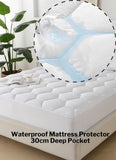 Waterproof Mattress Protector Elasticized Skirt 30cm Extra Deep Rich Quilted Light Weight  Soft Luxury Cotton Thin Sheets Fitted Cover Sheet soft flat weave -  Hexagonal Design