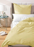 Double Duvet Cover - Plain Dyed Percale Duvet Quilt Cover Navy Solid Soft Double Bedding Duvet Cover Set with 2 Matching Pillowcases - Baby Yellow