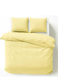 Double Duvet Cover - Plain Dyed Percale Duvet Quilt Cover Navy Solid Soft Double Bedding Duvet Cover Set with 2 Matching Pillowcases - Baby Yellow