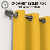 Thermal Thick Blackout Eyelet Ring Curtain - Blackout Curtains - Ochre Yellow