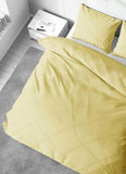 Double Duvet Cover - Plain Dyed Percale Duvet Quilt Cover Navy Solid Soft Double Bedding Duvet Cover Set with 2 Matching Pillowcases - Baby Yellow