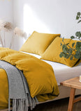 Plain & Reversible Duvet Cover and Matching Pillowcase Set Perfect Bedding for a Cozy Night's Sleep - Ochre