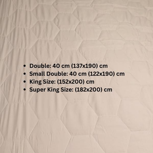 Hexagonal Mattress Protector Triple Filled 200 GSM Elastic Fitting Triple Filled Quilted Fitted Cover Sheet 40cm Deep Skirt Double Bed  Noiseless Breathable