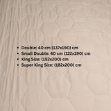 Hexagonal Mattress Protector Triple Filled 200 GSM Elastic Fitting Triple Filled Quilted Fitted Cover Sheet 40cm Deep Skirt Double Bed  Noiseless Breathable