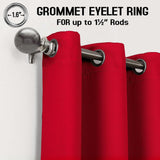 Thermal Thick Blackout Eyelet Ring Curtain - Blackout Curtains - Red