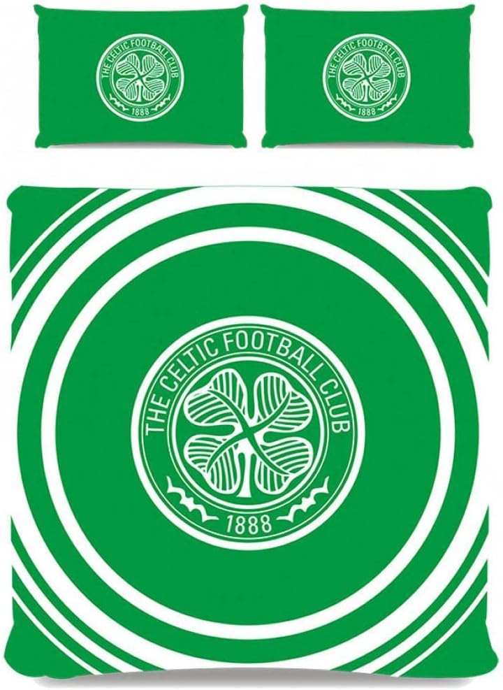 Sleep in Style and Show Your Support with Celtic FC Pulse Double Duvet - Featuring Reversible Multi Crest and Large Crest Design