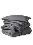 Plain & Reversible Duvet Cover and Matching Pillowcase Set Perfect Bedding for a Cozy Night's Sleep - Charcoal