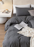 Plain & Reversible Duvet Cover and Matching Pillowcase Set Perfect Bedding for a Cozy Night's Sleep - Charcoal