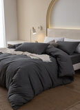 Plain & Reversible Duvet Cover and Matching Pillowcase Set Perfect Bedding for a Cozy Night's Sleep - Charcoal