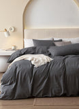 Plain & Reversible Duvet Cover and Matching Pillowcase Set Perfect Bedding for a Cozy Night's Sleep - Charcoal