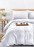 Plain & Reversible Duvet Cover and Matching Pillowcase Set Perfect Bedding for a Cozy Night's Sleep - White