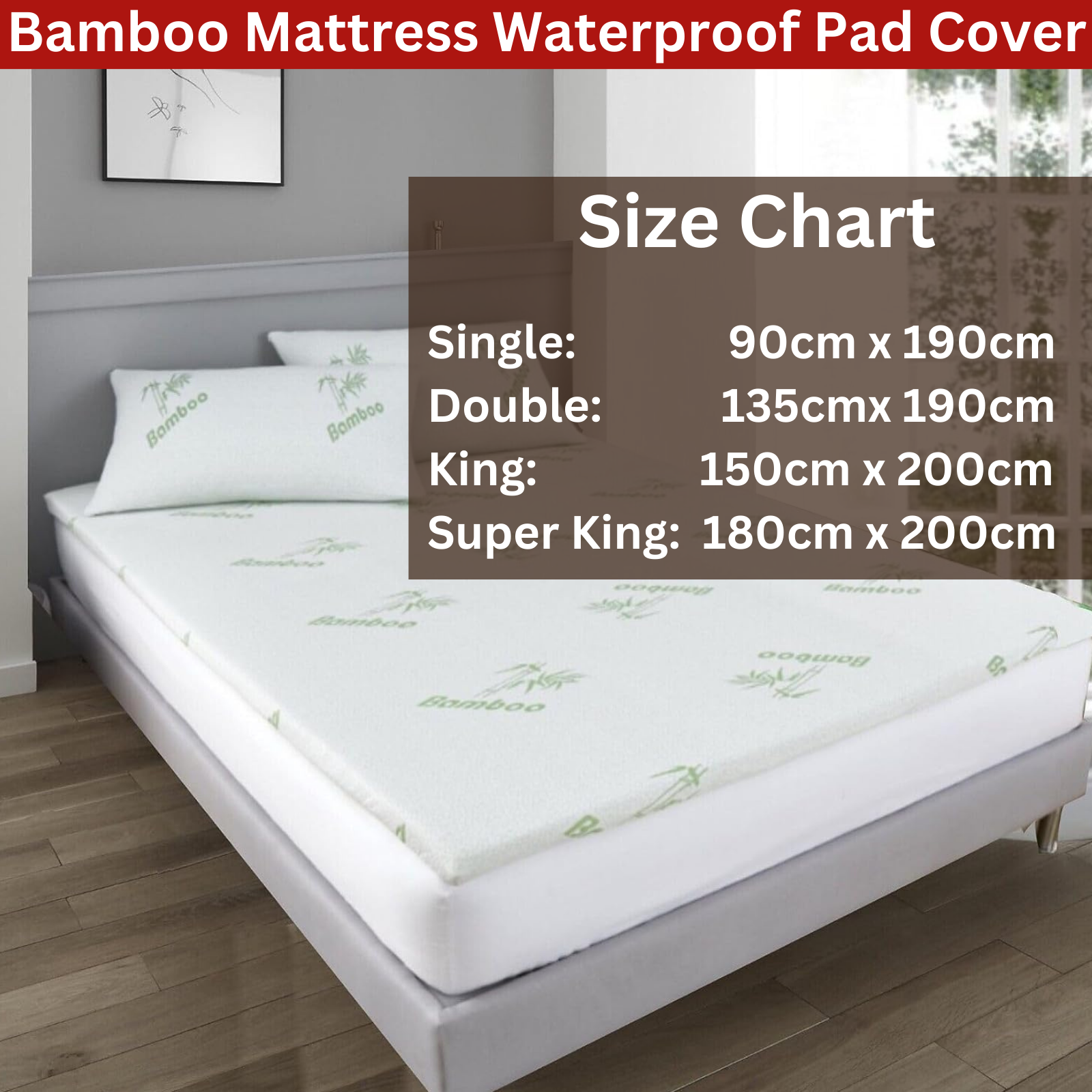 High Living Bamboo Mattress Topper 2.5 Anti Slip