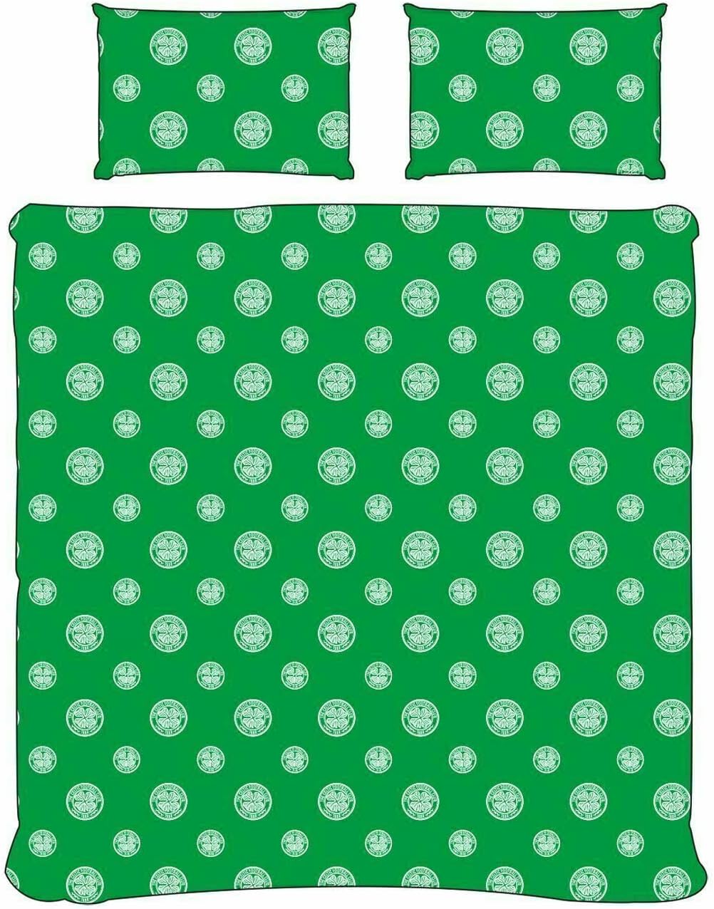 Sleep in Style and Show Your Support with Celtic FC Pulse Double Duvet - Featuring Reversible Multi Crest and Large Crest Design