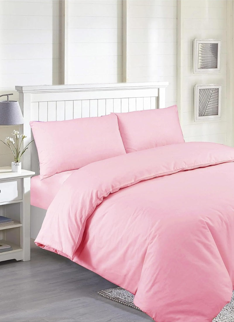 Plain & Reversible Duvet Cover and Matching Pillowcase Set Perfect Bedding for a Cozy Night's Sleep - Blush Pink