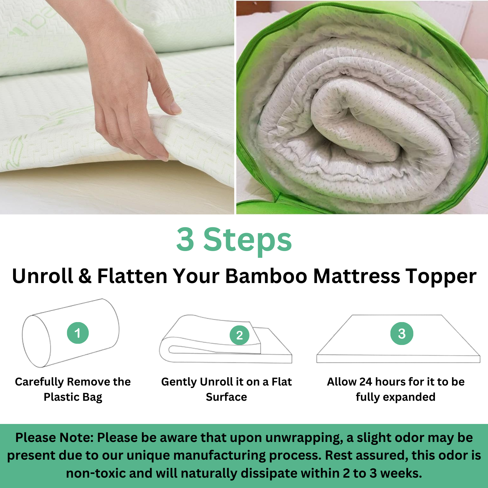 High Living Bamboo Mattress Topper 2.5 Anti Slip