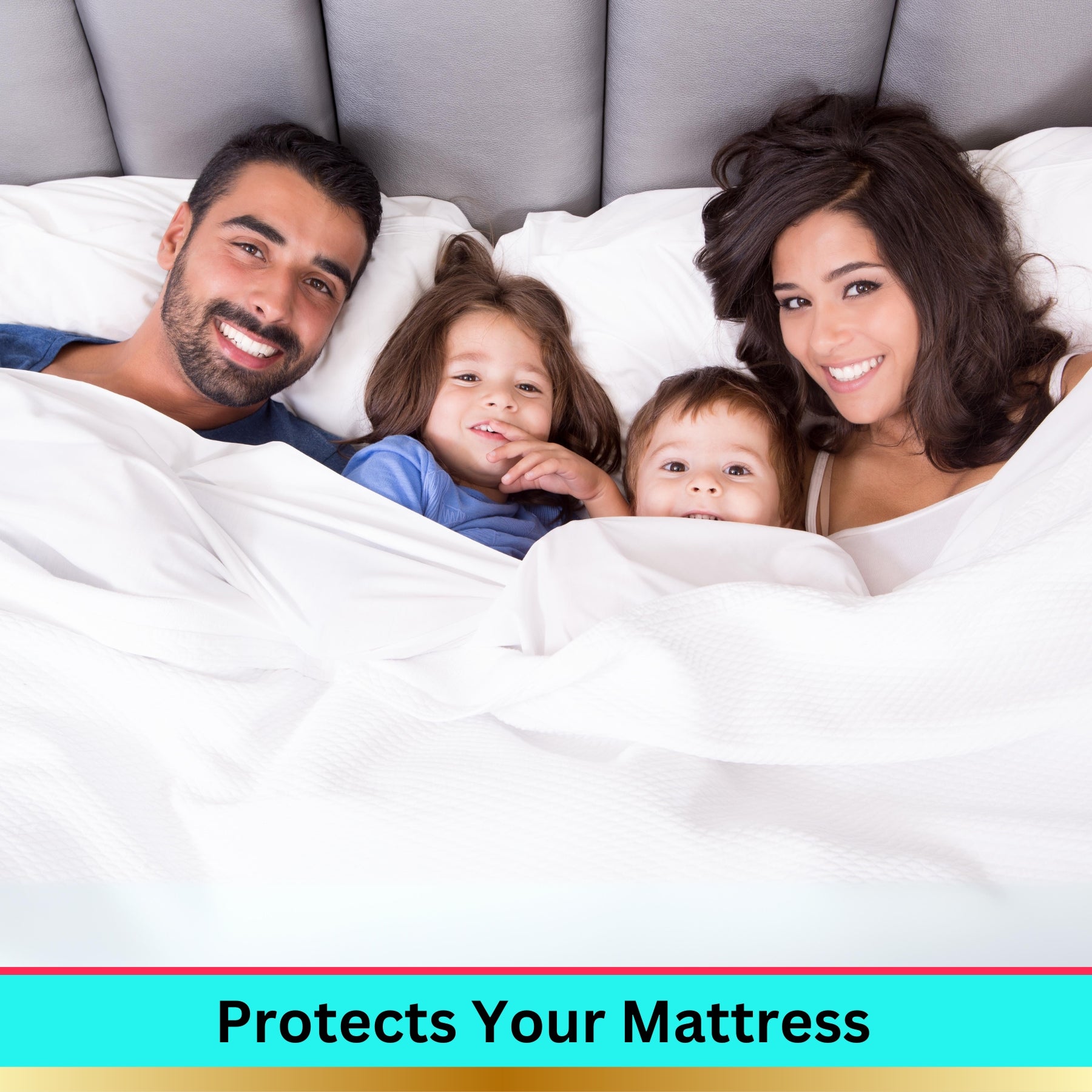 Diamond Shape Mattress Protector 110 GSM Fitted Sheet Cover , Elastic Fitting Light Weight 30cm Deep Skirt Double Bed  Noiseless Breathable  Flat Fitted Cover Sheet