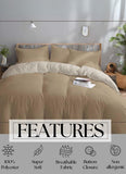 Plain & Reversible Duvet Cover and Matching Pillowcase Set Perfect Bedding for a Cozy Night's Sleep - Mink & Cream