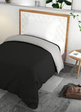 Plain & Reversible Duvet Cover and Matching Pillowcase Set Perfect Bedding for a Cozy Night's Sleep - Black & Grey