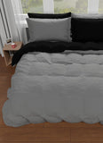 Plain & Reversible Duvet Cover and Matching Pillowcase Set Perfect Bedding for a Cozy Night's Sleep - Black & Grey