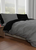 Plain & Reversible Duvet Cover and Matching Pillowcase Set Perfect Bedding for a Cozy Night's Sleep - Black & Grey