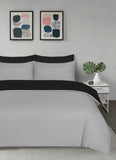 Plain & Reversible Duvet Cover and Matching Pillowcase Set Perfect Bedding for a Cozy Night's Sleep - Black & Grey