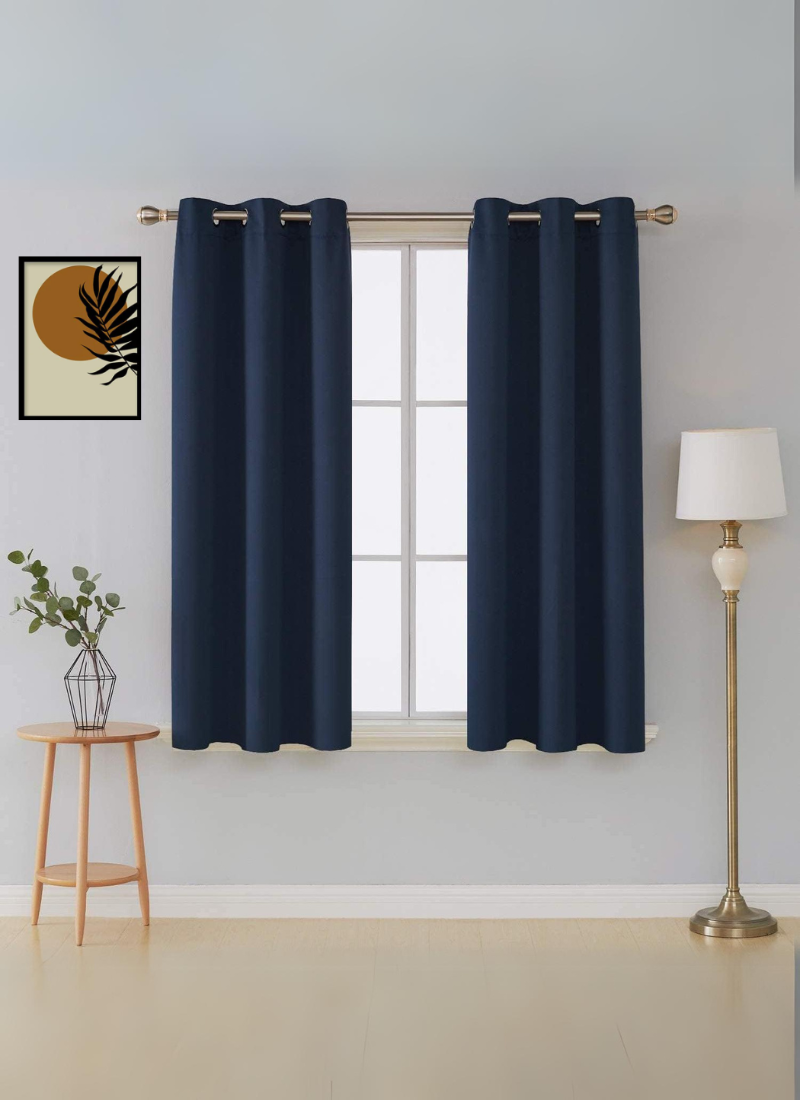 Thermal Thick Blackout Eyelet Ring Curtain - Blackout Curtains Navy Blue