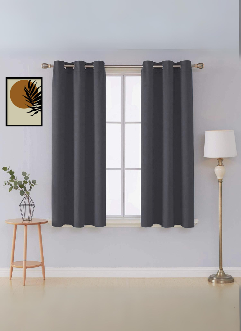 Thermal Thick Blackout Eyelet Ring Curtain - Blackout Curtains Charcoal