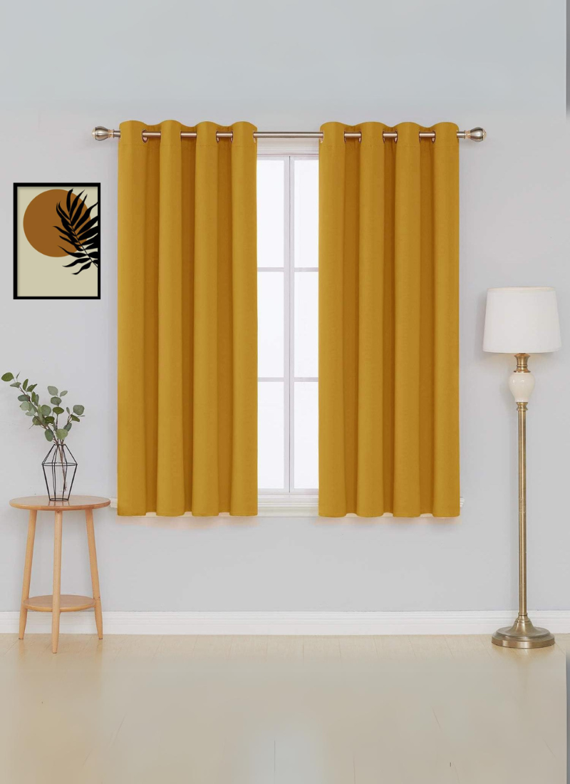 Thermal Thick Blackout Eyelet Ring Curtain - Blackout Curtains Ochre / Yellow