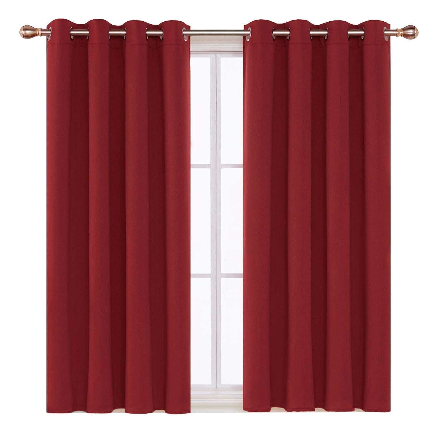 Thermal Thick Blackout Eyelet Ring Curtain - Blackout Curtains Red