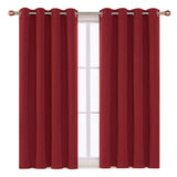 Thermal Thick Blackout Eyelet Ring Curtain - Blackout Curtains Red