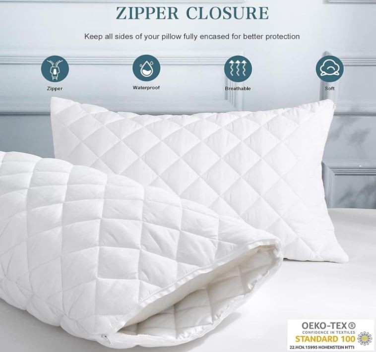 Highliving Zipped Quilted Pillow Protector Anti Allergy - Pair - 4A's Global