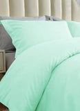 Double Duvet Cover - Plain Dyed Percale Duvet Quilt Cover Navy Solid Soft Double Bedding Duvet Cover Set with 2 Matching Pillowcases - Sea Green