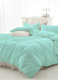 Double Duvet Cover - Plain Dyed Percale Duvet Quilt Cover Navy Solid Soft Double Bedding Duvet Cover Set with 2 Matching Pillowcases - Sea Green