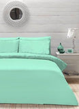 Double Duvet Cover - Plain Dyed Percale Duvet Quilt Cover Navy Solid Soft Double Bedding Duvet Cover Set with 2 Matching Pillowcases - Sea Green