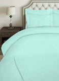 Double Duvet Cover - Plain Dyed Percale Duvet Quilt Cover Navy Solid Soft Double Bedding Duvet Cover Set with 2 Matching Pillowcases - Sea Green