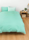 Double Duvet Cover - Plain Dyed Percale Duvet Quilt Cover Navy Solid Soft Double Bedding Duvet Cover Set with 2 Matching Pillowcases - Sea Green