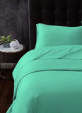 Double Duvet Cover - Plain Dyed Percale Duvet Quilt Cover Navy Solid Soft Double Bedding Duvet Cover Set with 2 Matching Pillowcases - Sea Green