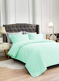 Double Duvet Cover - Plain Dyed Percale Duvet Quilt Cover Navy Solid Soft Double Bedding Duvet Cover Set with 2 Matching Pillowcases - Sea Green