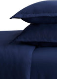 Double Duvet Cover - Plain Dyed Percale Duvet Quilt Cover Navy Solid Soft Double Bedding Duvet Cover Set with 2 Matching Pillowcases - Navy Blue