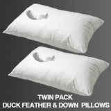 HIGH LIVING Luxury Duck Feather Pillows Hotel Quality 2 pack, 100% Cotton,  Large & Comfortable