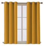 Thermal Thick Blackout Eyelet Ring Curtain - Blackout Curtains Ochre / Yellow