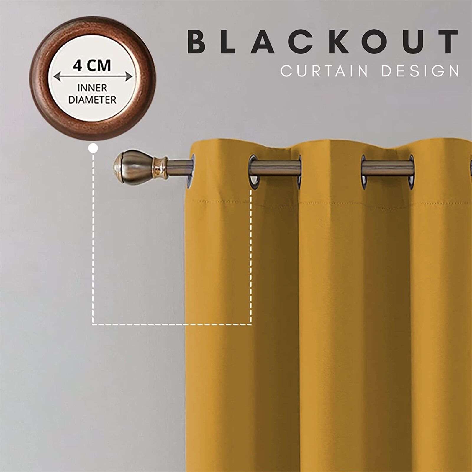 Thermal Thick Blackout Eyelet Ring Curtain - Blackout Curtains Ochre / Yellow