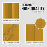 Thermal Thick Blackout Eyelet Ring Curtain - Blackout Curtains Ochre / Yellow