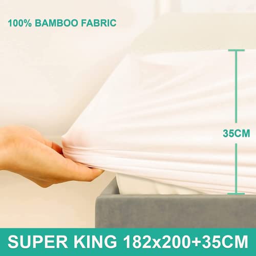 HIGH LIVING Waterproof Quilted Luxury Mattress Protector - Premium Bamboo Fabric Surface Mattress Cover Non Noisy Bed Bug Proof