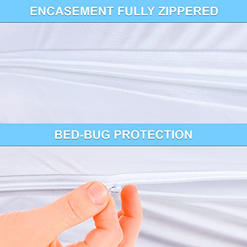 High Living Zipped Mattress Total Encasement Protector Cover, Bed Bug Proof , Waterproof Fully Sealed Mattress Encasement 6 Sided Protection