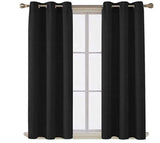 Thermal Thick Blackout Eyelet Ring Curtain - Blackout Curtains Black