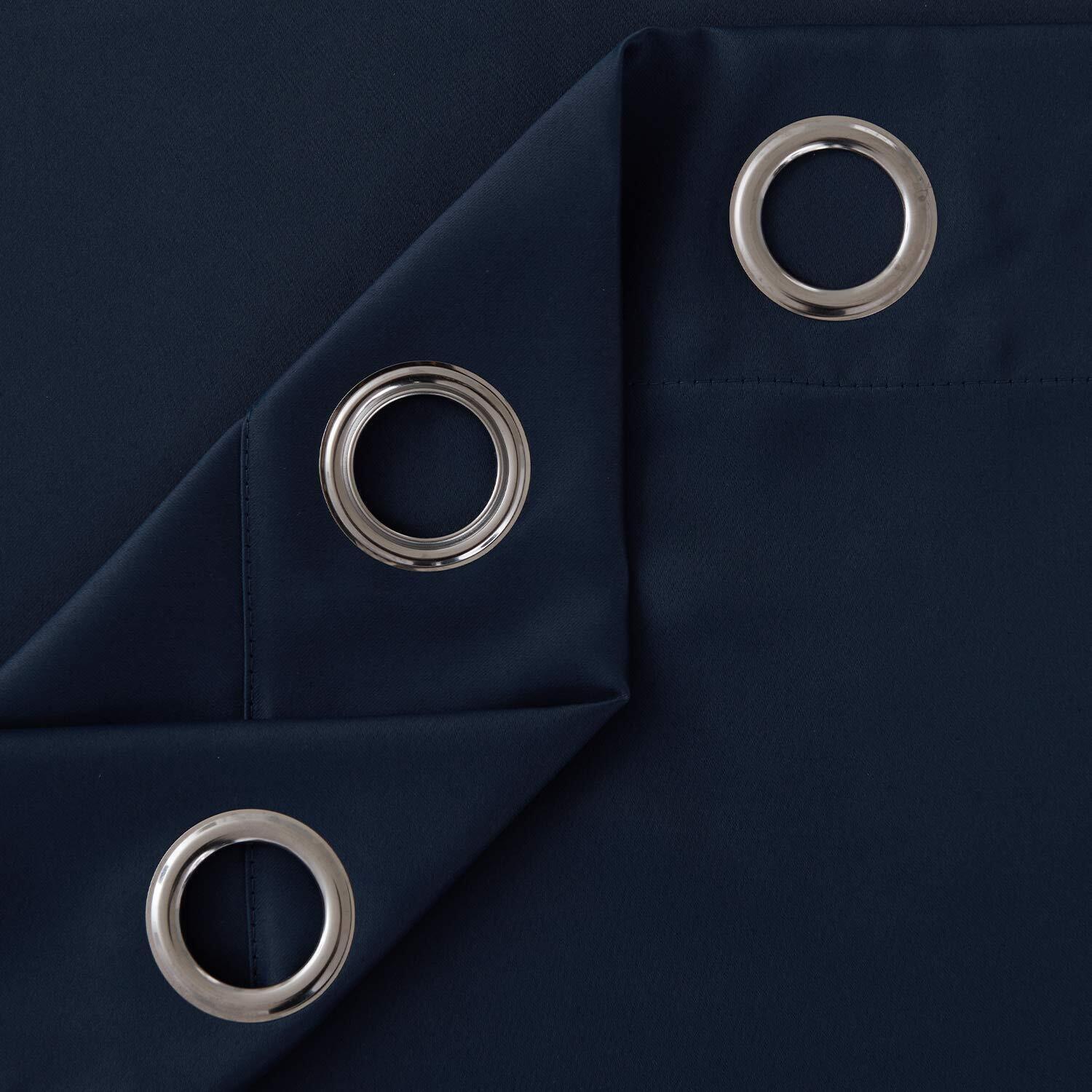 Thermal Thick Blackout Eyelet Ring Curtain - Blackout Curtains Navy Blue