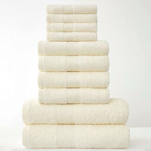 Highliving 10 Piece Towel Bundles 500 GSM Spa Hand and Bath Hair Towels Sets  Luxury Egyptian Cotton Bale Set Lightweight Multipurpose Kitchen and Pet Towels