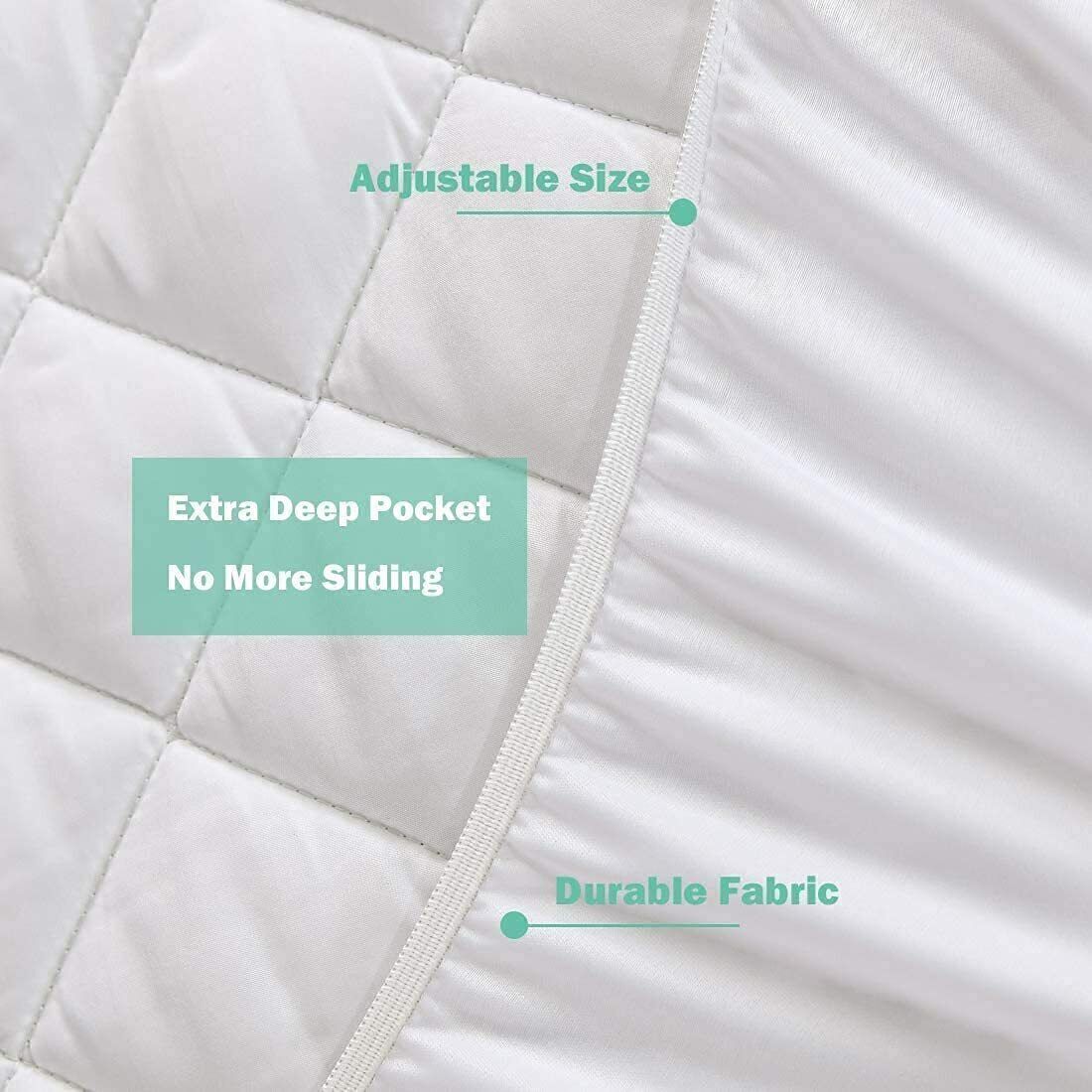 Waterproof Bamboo Mattress Protector Breathable Cooling and Soft Pad Mattress Cover, Anti-Allergy, Non Noisy, Bed Bug Proof